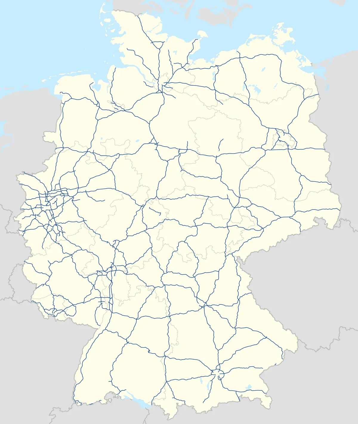 Mapa de Alemania con la red de autopistas principales