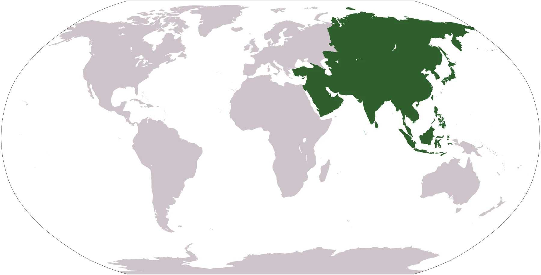 Mapa del mundo con Asia destacada en verde