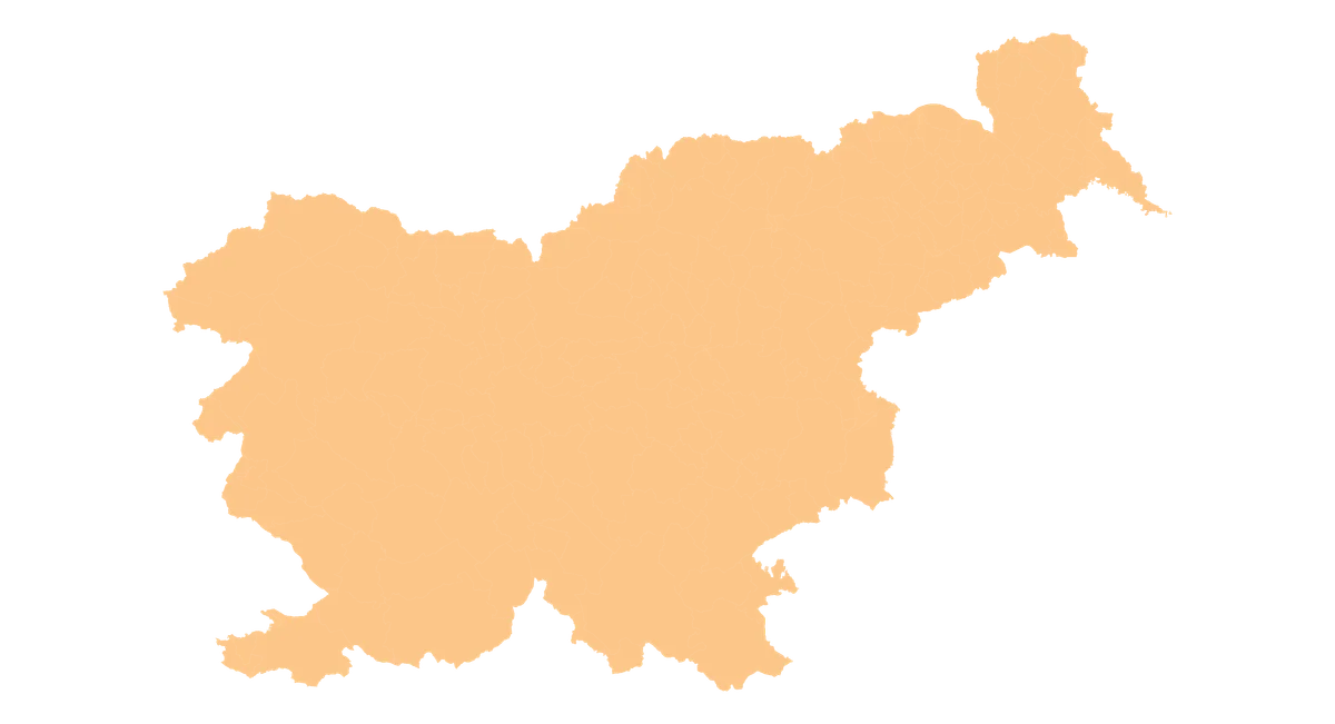 Mapa de Eslovenia con limites municipales LAU 2 desde julio de 2011