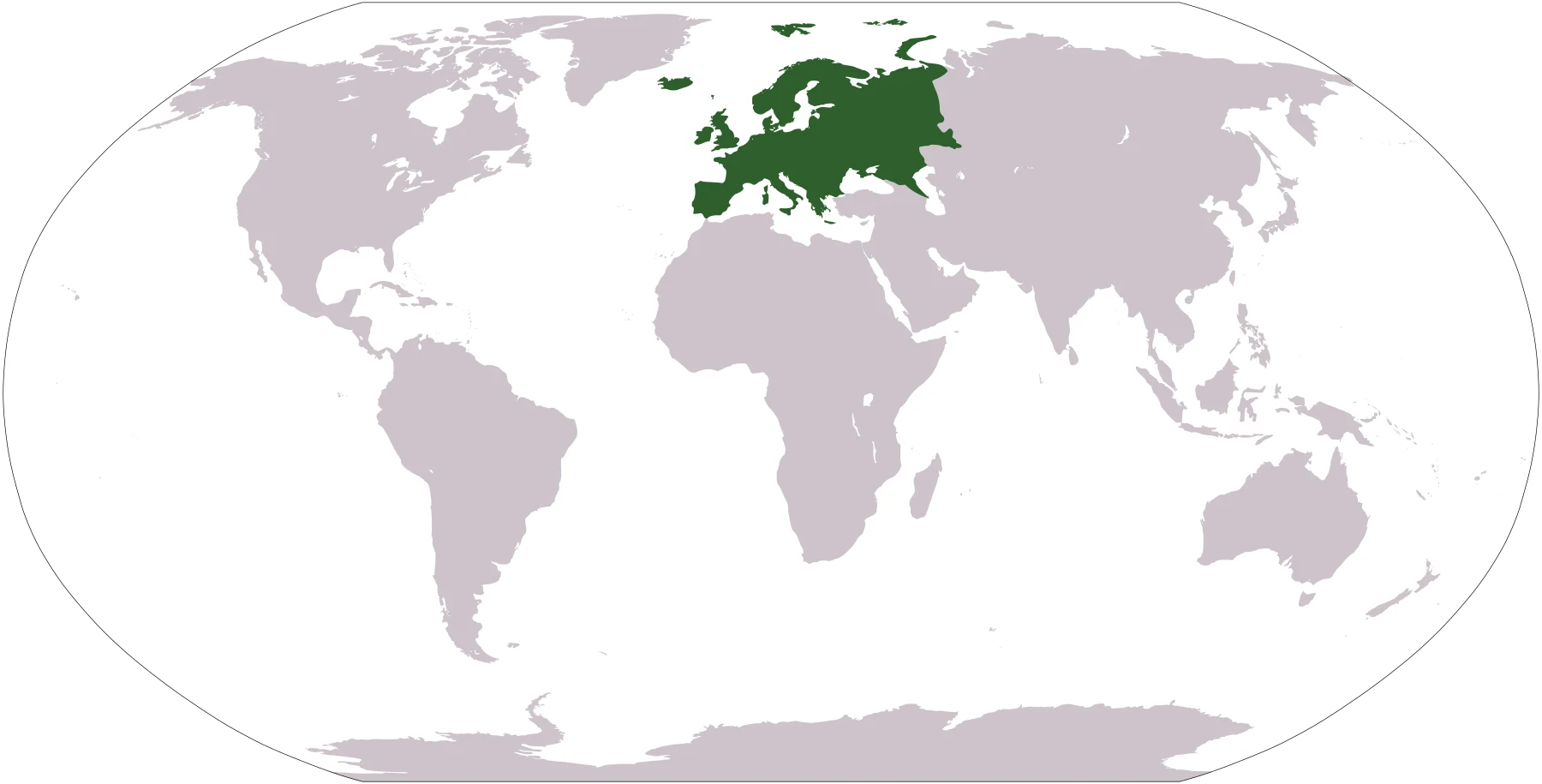 Mapa del mundo con Europa resaltada en verde sobre el conjunto planetario