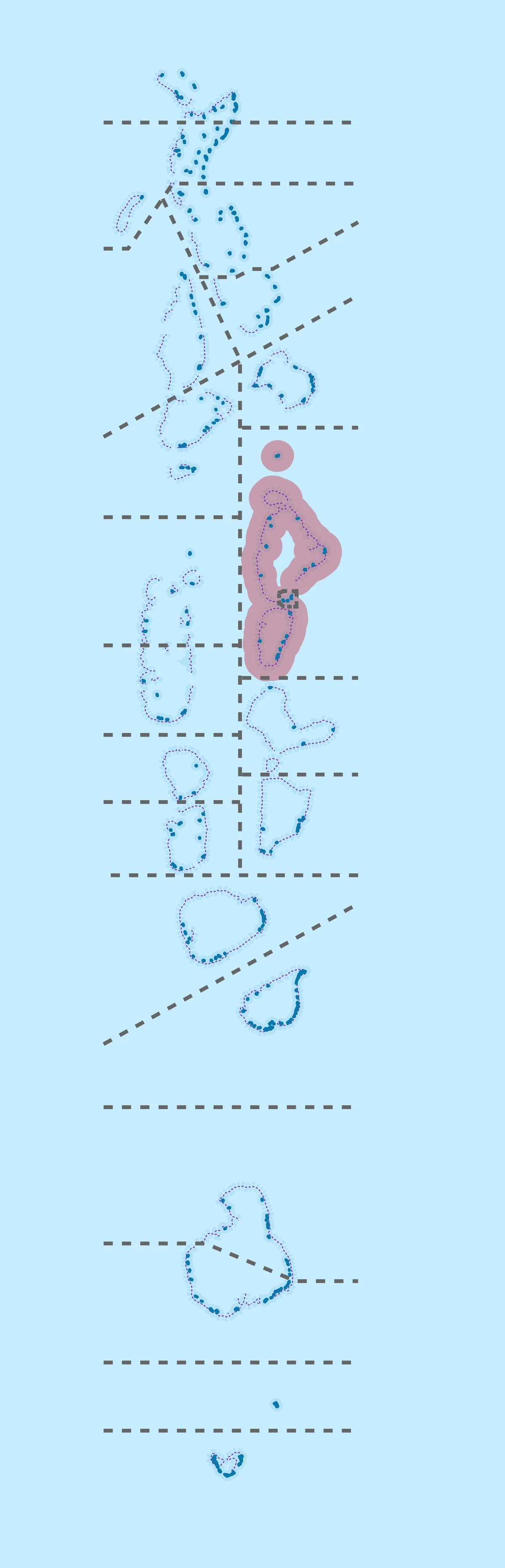 Mapa de Maldivas con el atolón Kaafu resaltado alrededor de Malé, Hulhule, Male City y el centro del archipiélago