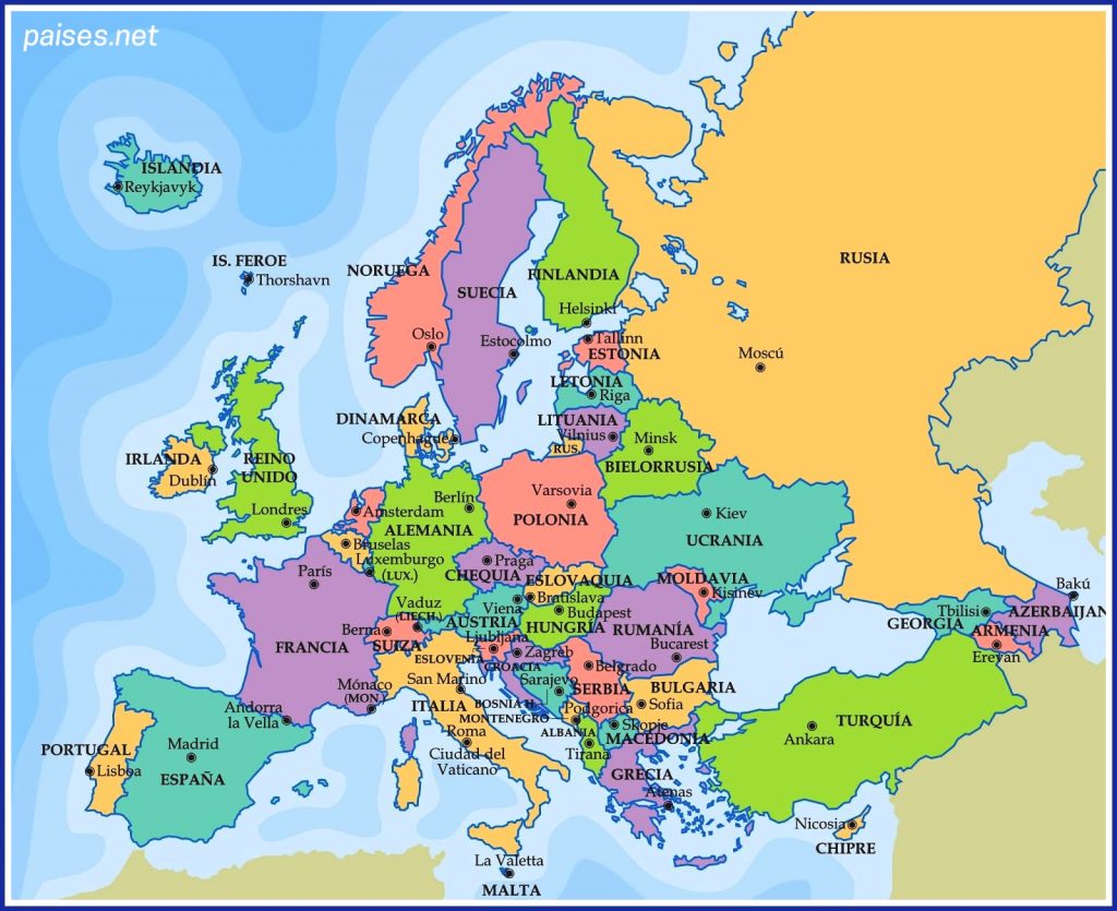 Mapa de capitales de Europa