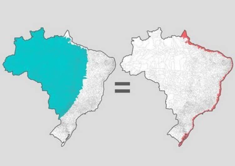 La desigual distribución de población en Brasil