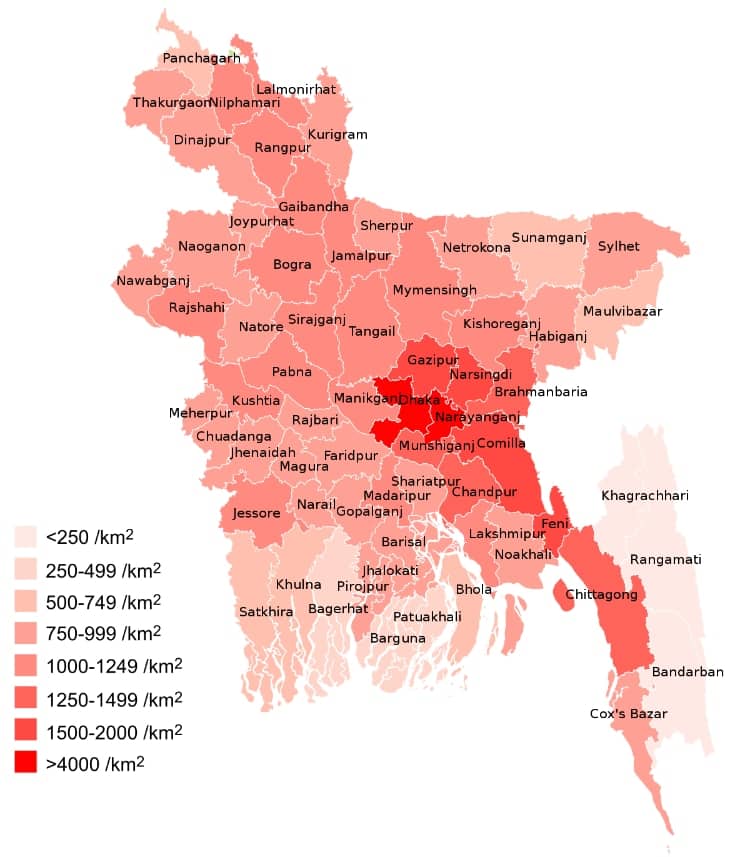 La enorme densidad de población de Bangladés