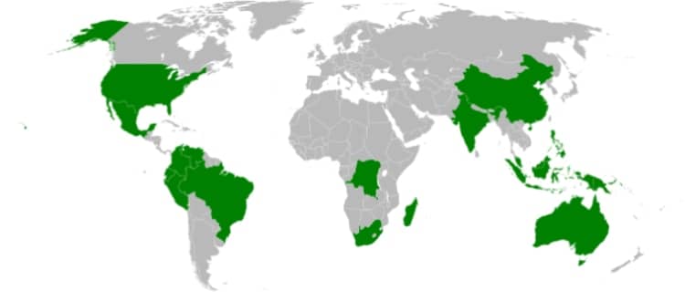 Países megadiversos del mundo