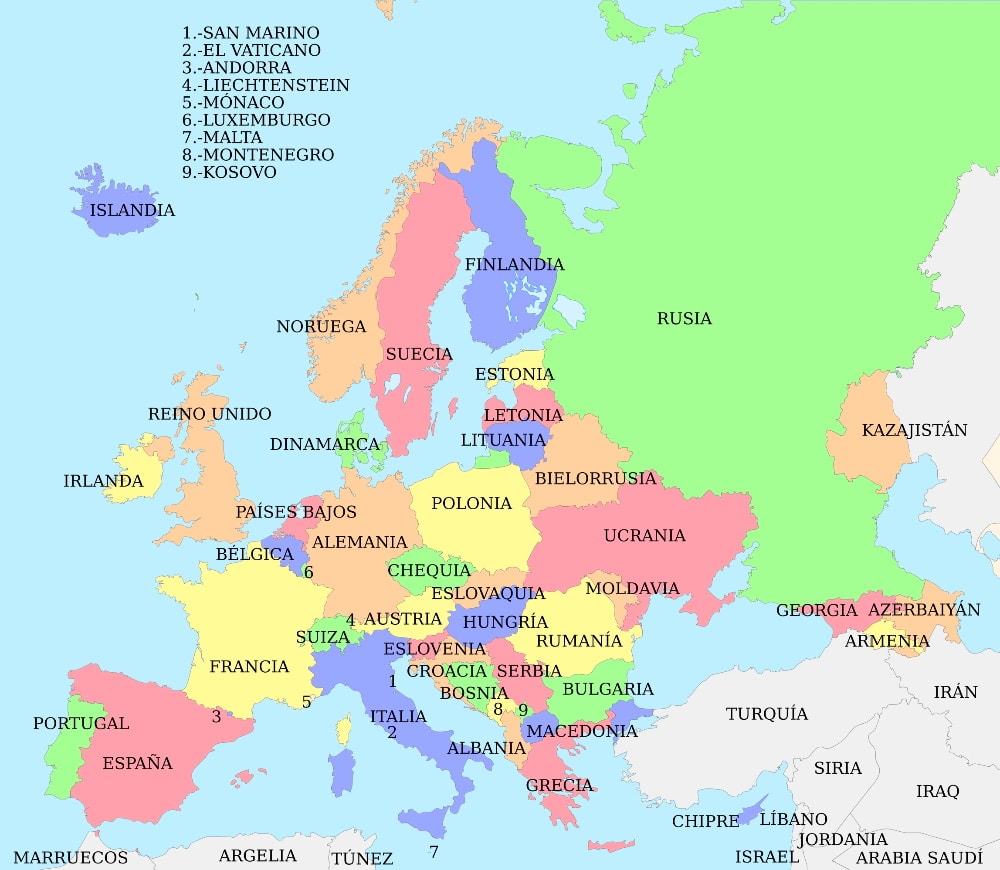 Países del continente europeo